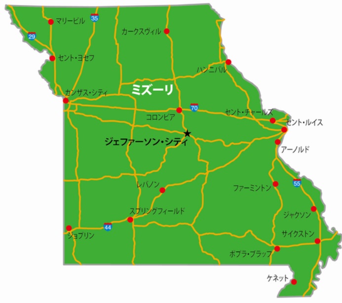 ミズーリ州の地図