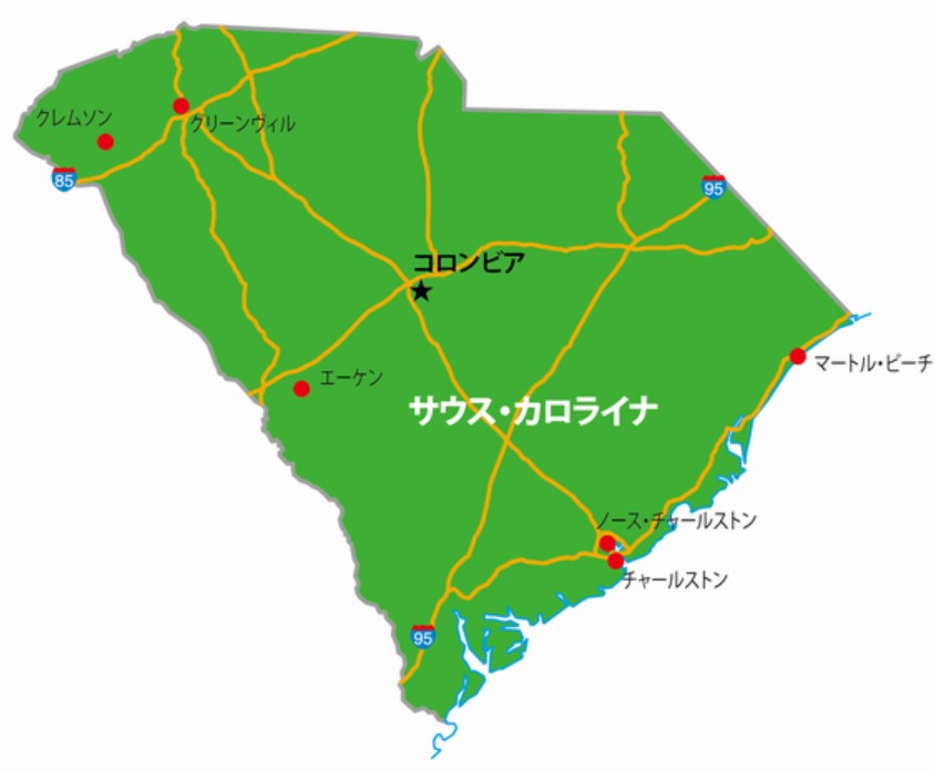 サウスカロライナの地図