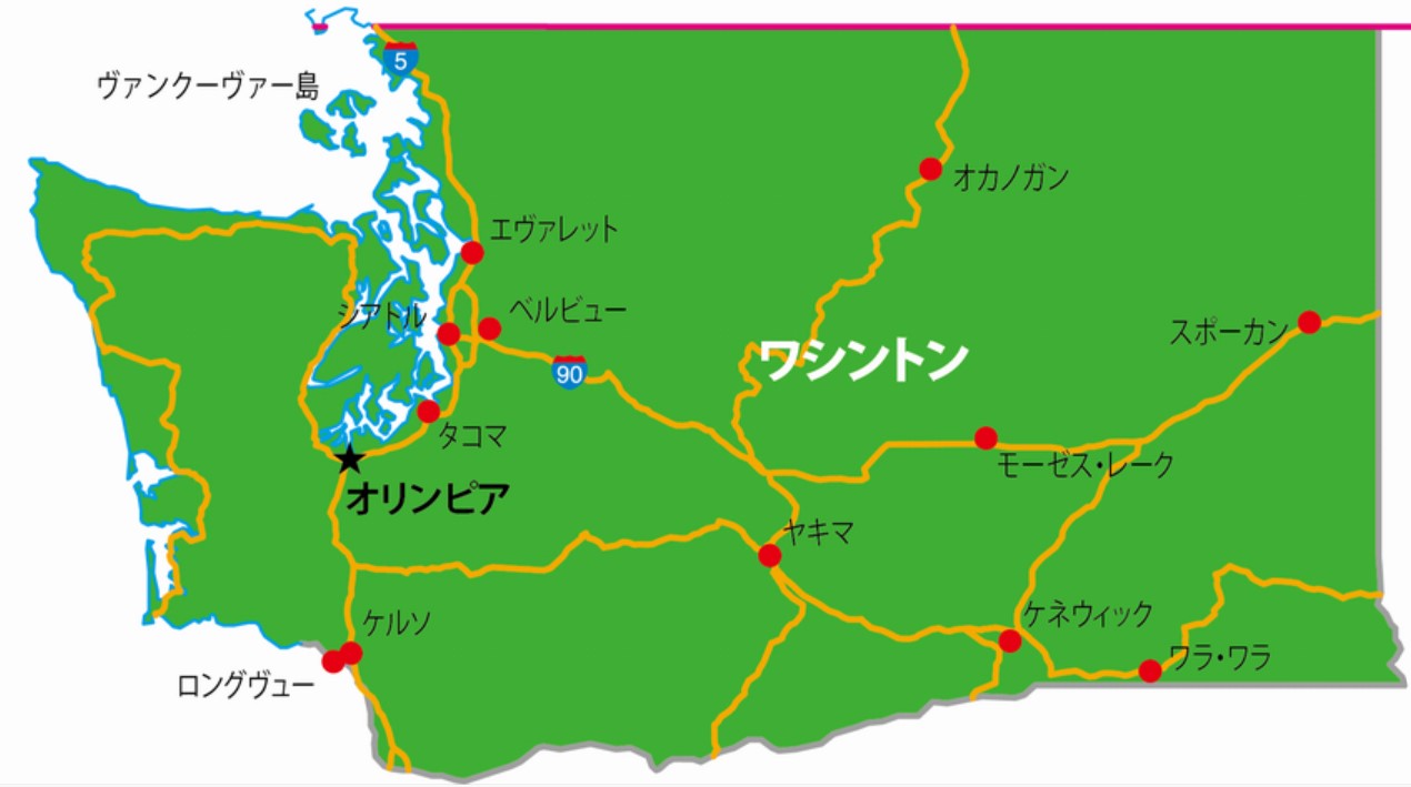 ワシントン州の地図
