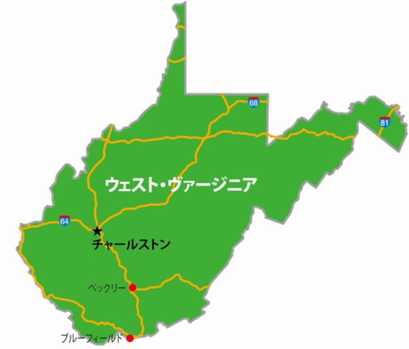 ウェストバージニア州の地図